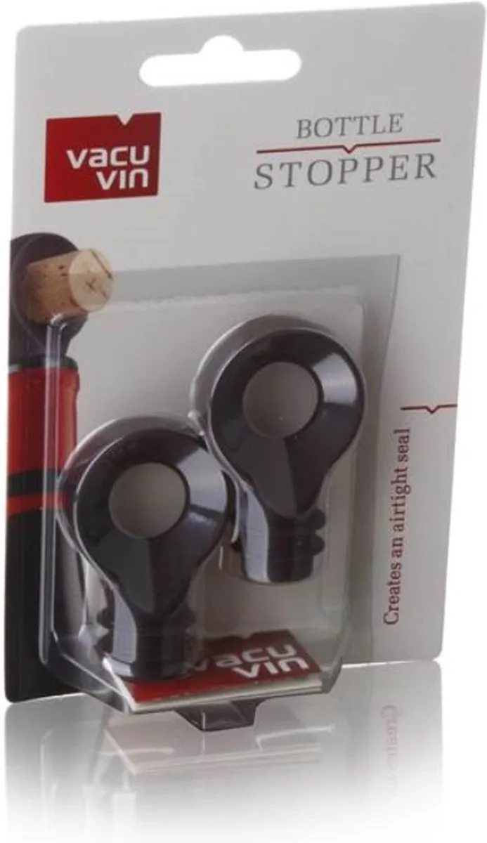 VacuVin Wijnstoppers 08874606 - 2 Stuks - Zwart