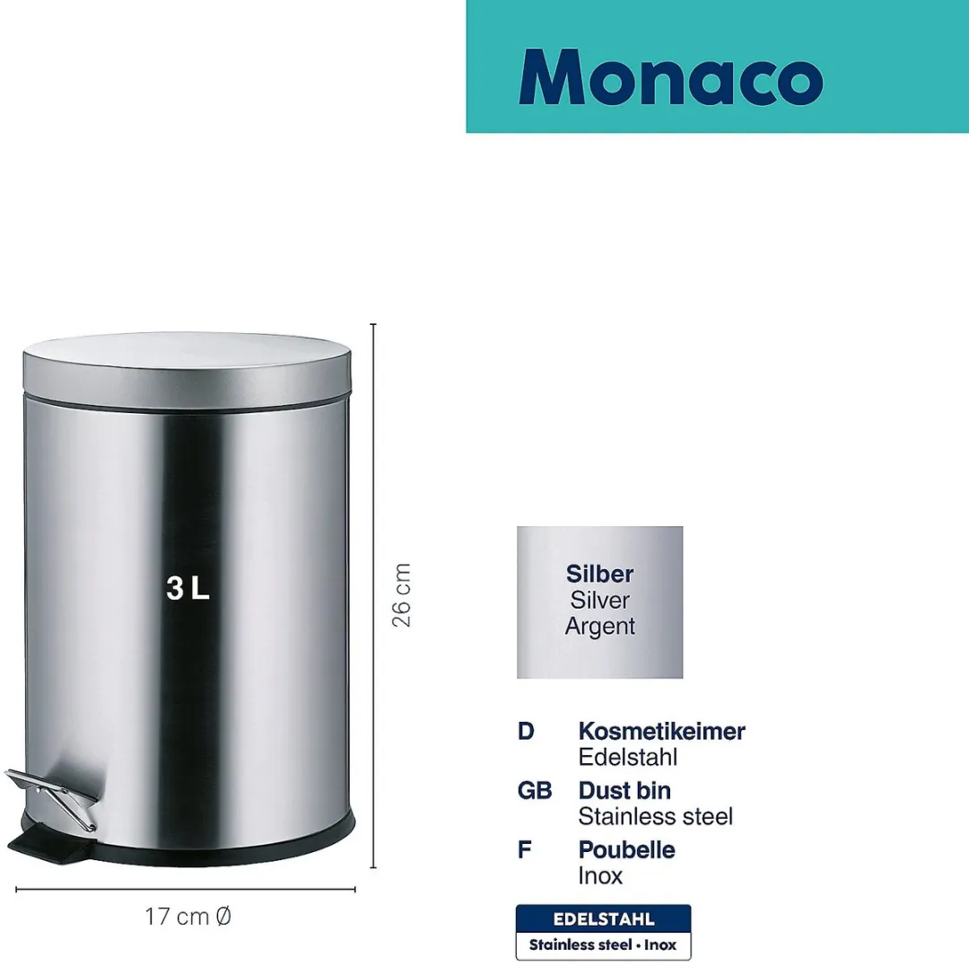 Kela Torre Pedaal Afvalemmer 3L - Zilver