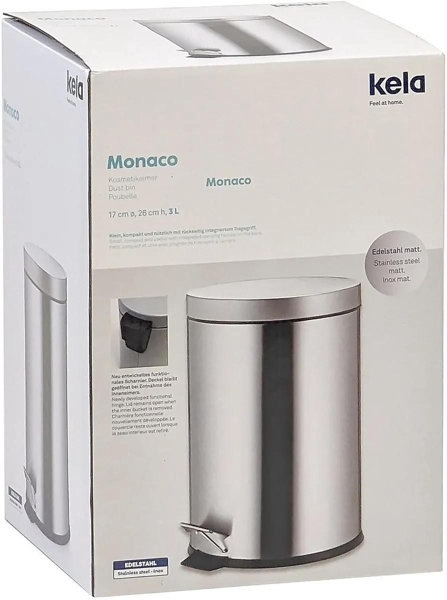 Kela Torre Pedaal Afvalemmer 3L - Zilver
