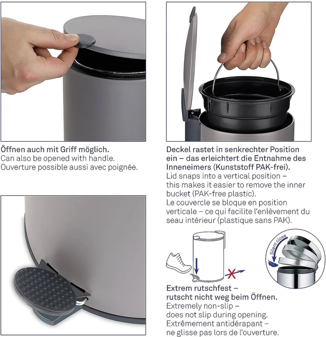 Kela Pedaal Afvalemmer 12L - Lichtgrijs MPN 10640