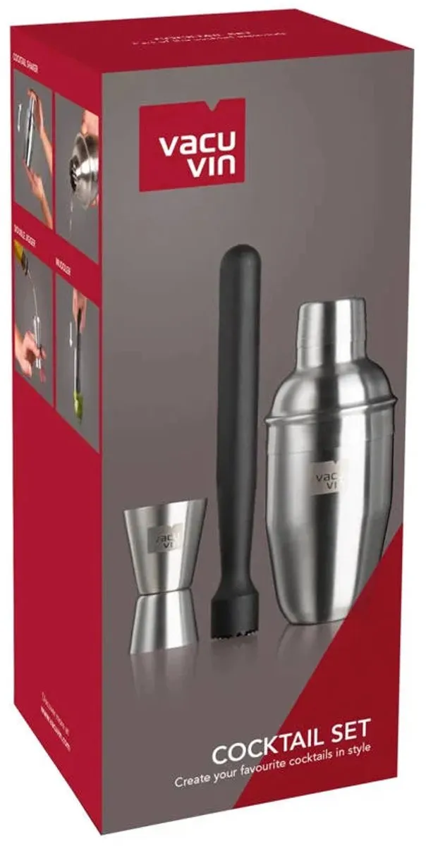 VacuVin Cocktail Set Basic - 3-delig Zilver - afbeelding 6 van 6