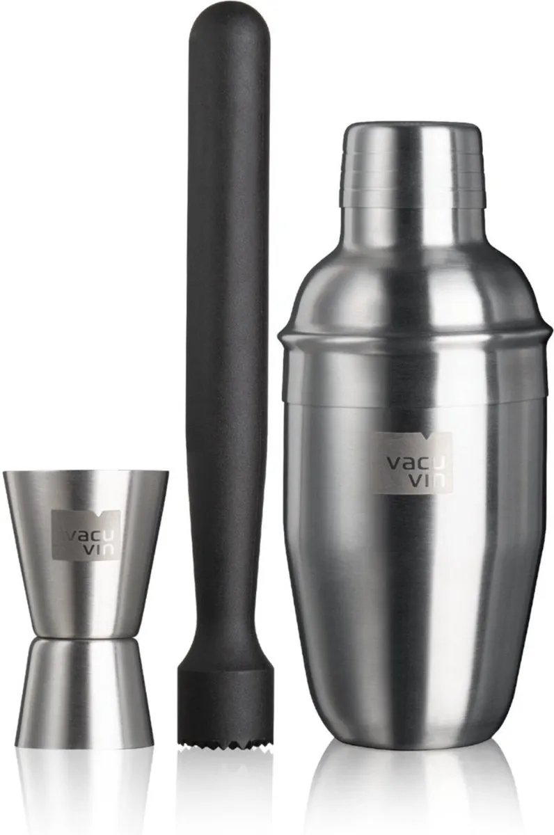 VacuVin Cocktail Set Basic - 3-delig Zilver