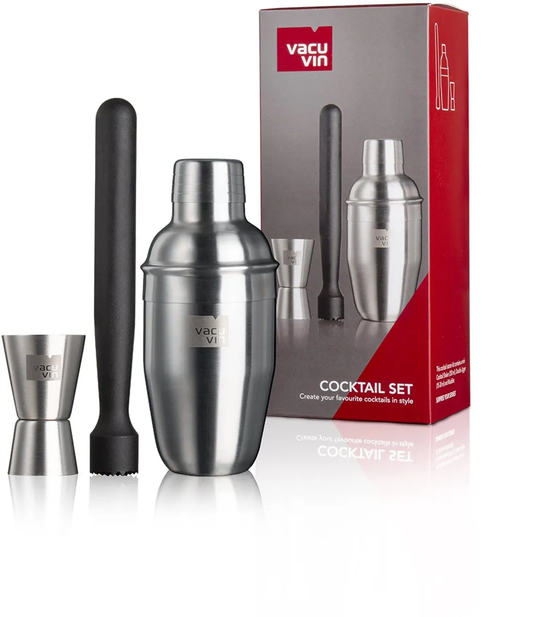 VacuVin Cocktail Set Basic - 3-delig Zilver