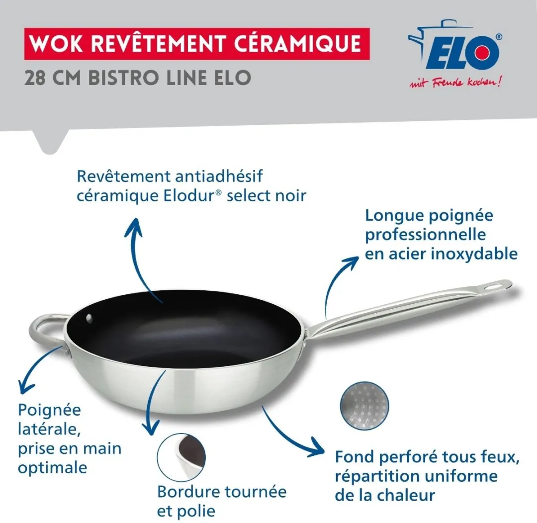 Fackelmann Elo 9803450 Wokpan 28cm - RVS - Anti-aanbak