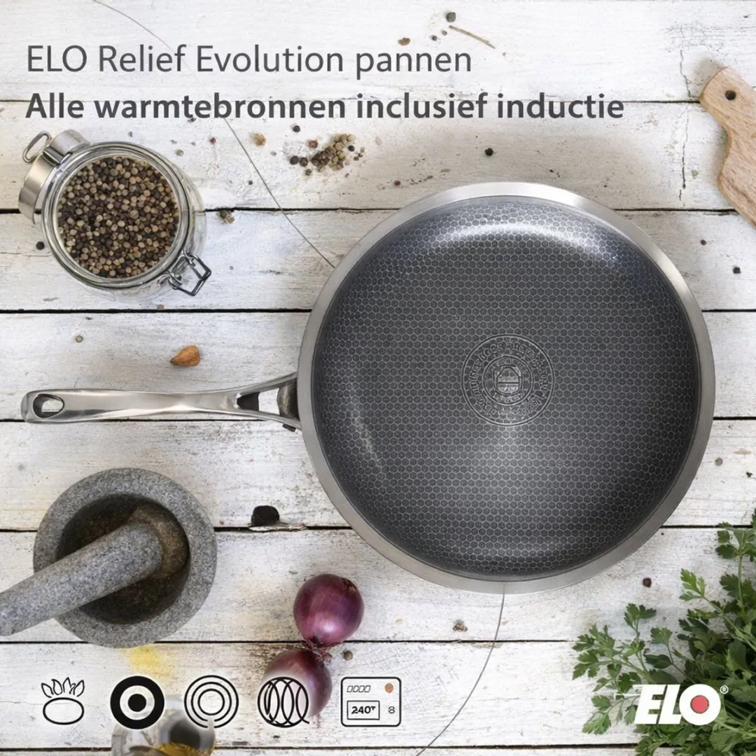 Fackelmann Elo 3512826 Koekenpan 28cm - Roestvrij staal - Inductie/oven