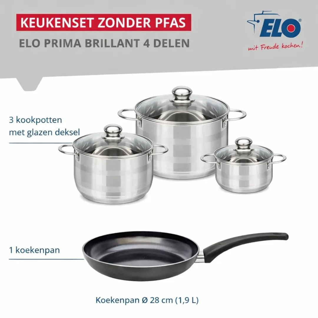 Fackelmann ELO 9717950 Keukengerei Set - 4-delig Roestvrij staal