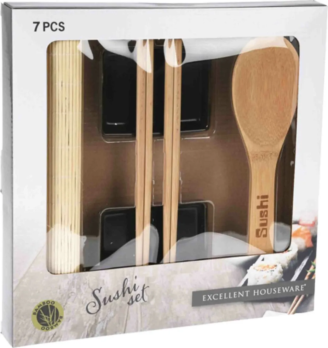 Excellent Houseware Sushi Serveer Set 21-delig - Zwart