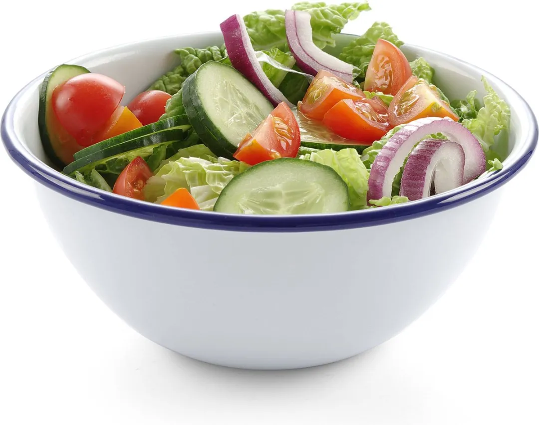 Hendi Saladeschaal 621288 - 0,92L - Wit met blauwe rand