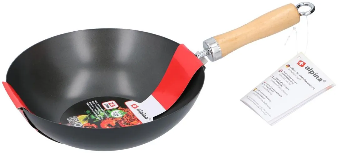 Alpina Wokpan 25cm - Anti-aanbak - Zwart