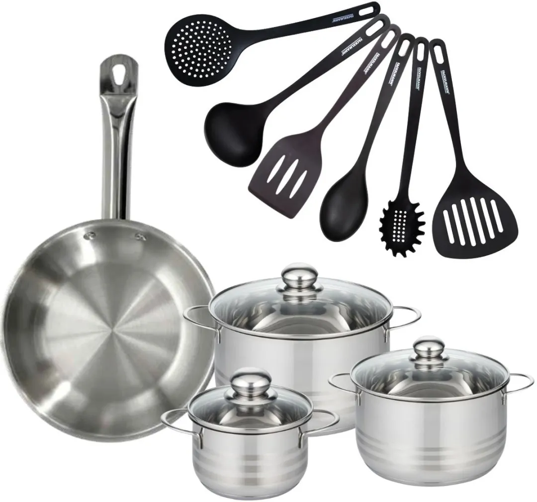 Fackelmann 9350850B88 Kookset - 1 Pan 28cm + 3 Potten 16/20/24cm + 6 Keukengerei