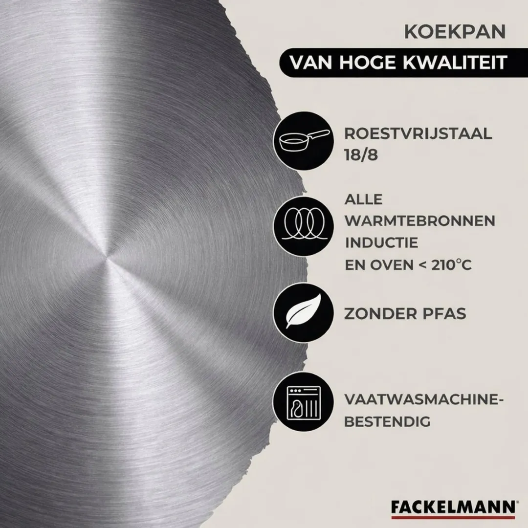 Fackelmann 9350850B88 Kookset - 1 Pan 28cm + 3 Potten 16/20/24cm + 6 Keukengerei