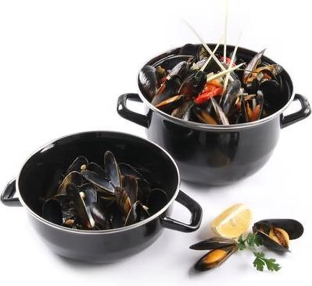 HENDI Geëmailleerde Mosselpan 2,5L - Ø20cm - Zwart