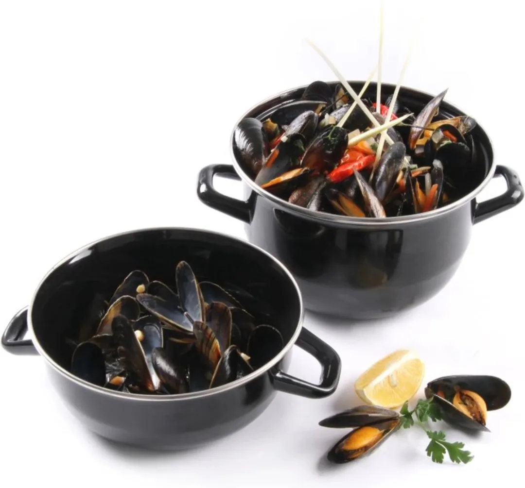 HENDI Geëmailleerde Mosselpan 2,5L - Ø20cm - Zwart