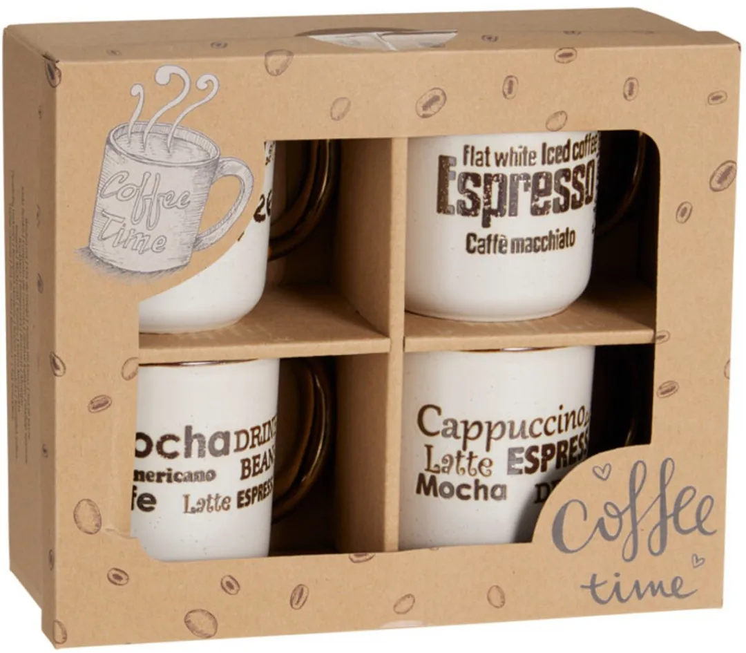 Excellent Houseware Koffiemokken Set 8x - 200ml - Bruin