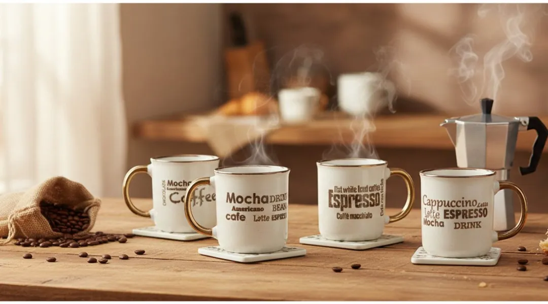 Excellent Houseware Koffiemokken Set 8x - 200ml - Bruin