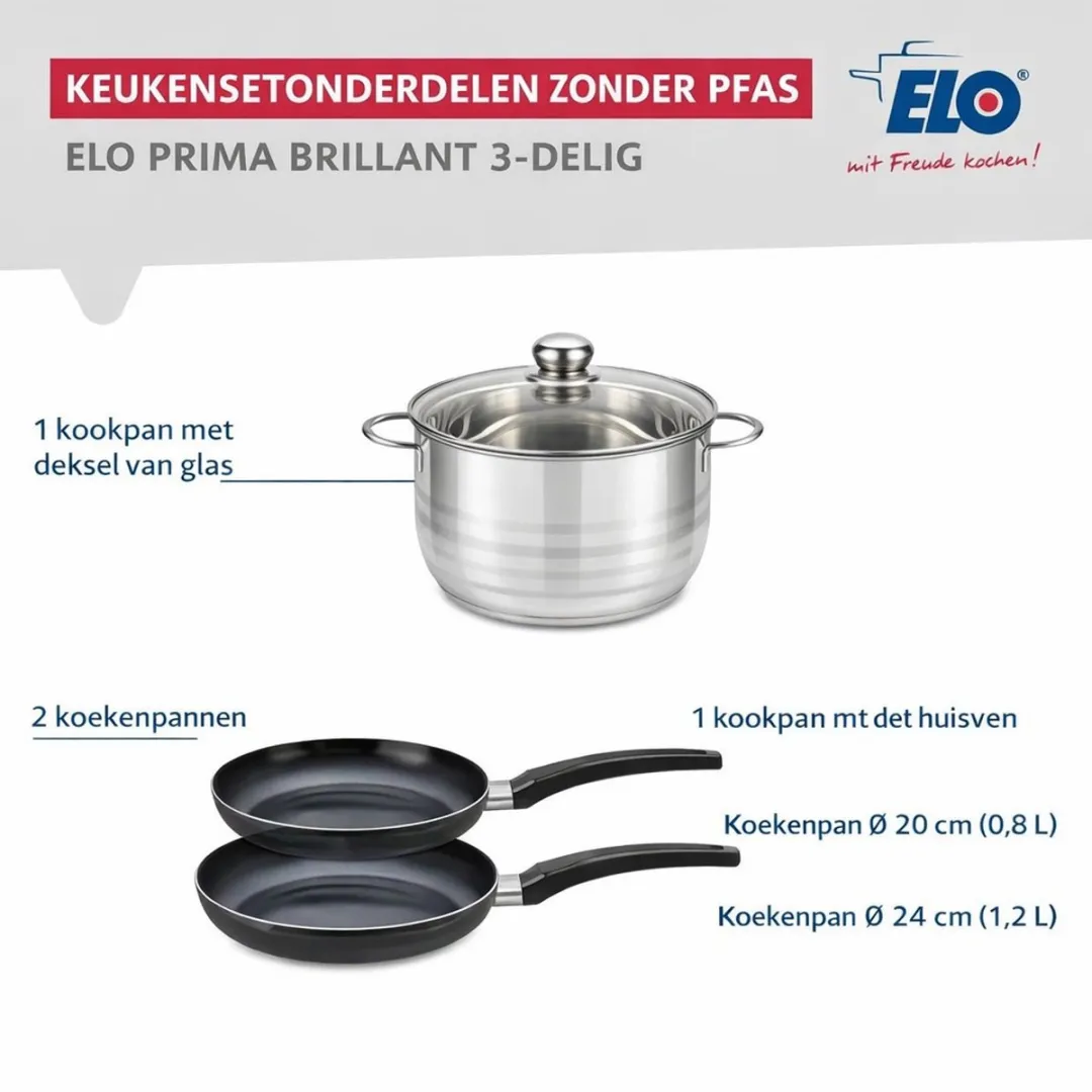 Fackelmann Elo 9721950 Keukengerei Set - 3-delig Roestvrij staal