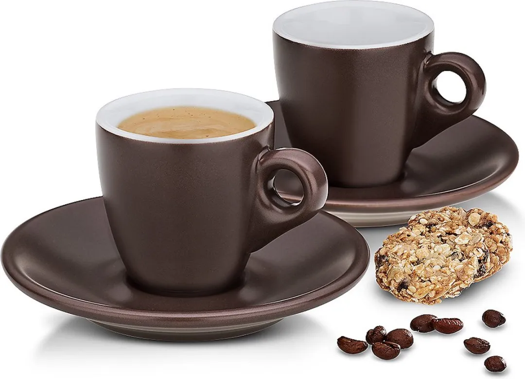 Kela Mattia Espresso Kop & Schotel - 12cm - 50ml - Bruin