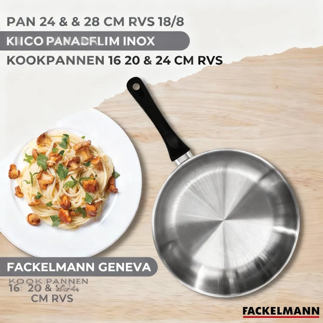 Fackelmann Geneva RVS Pannen & Potten Set 3+3 Stuks - Roestvrij staal/Zwart