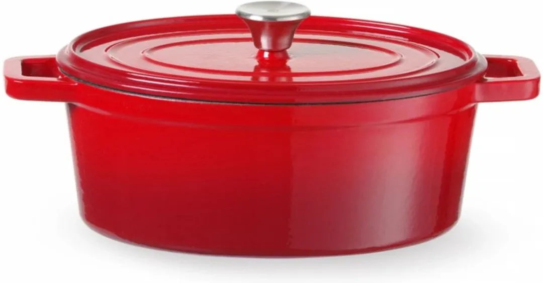 HENDI Geëmailleerde Gietijzeren Braadpan 4,4L - Rood