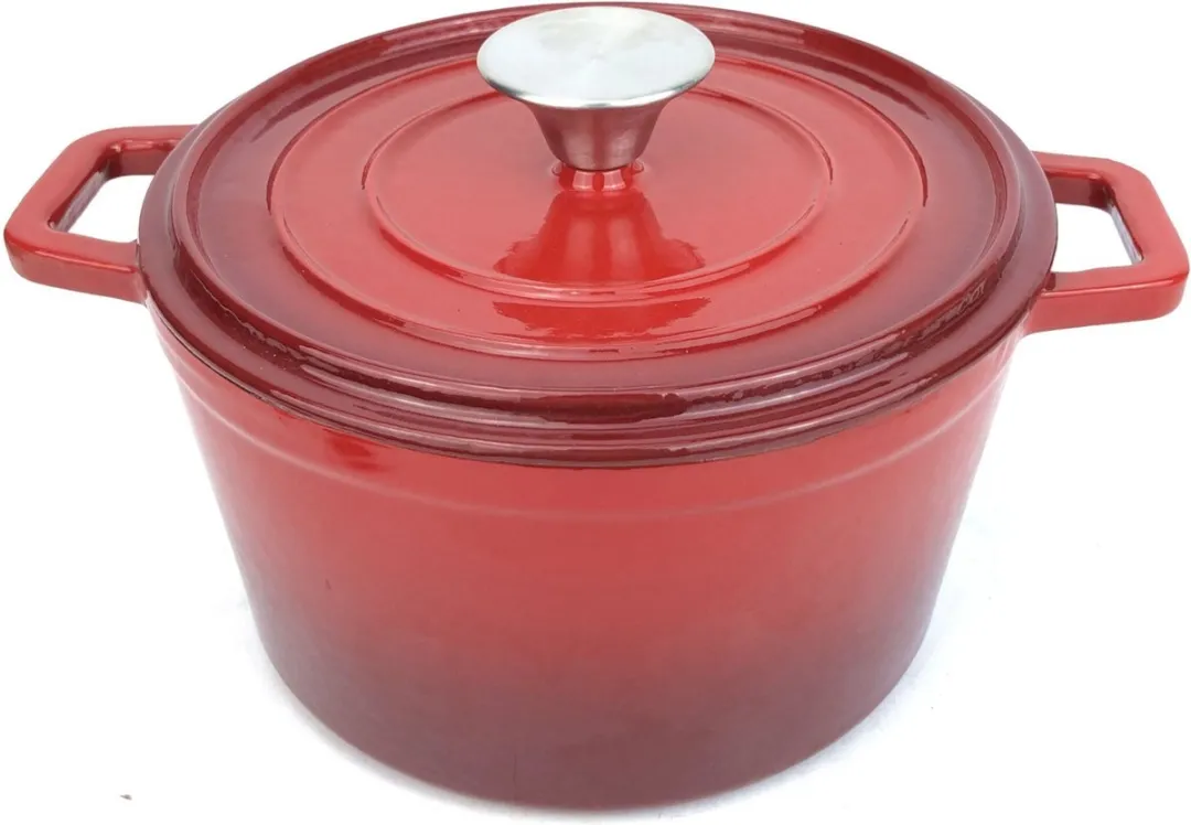 HENDI Geëmailleerde Gietijzeren Braadpan 4,4L - Rood