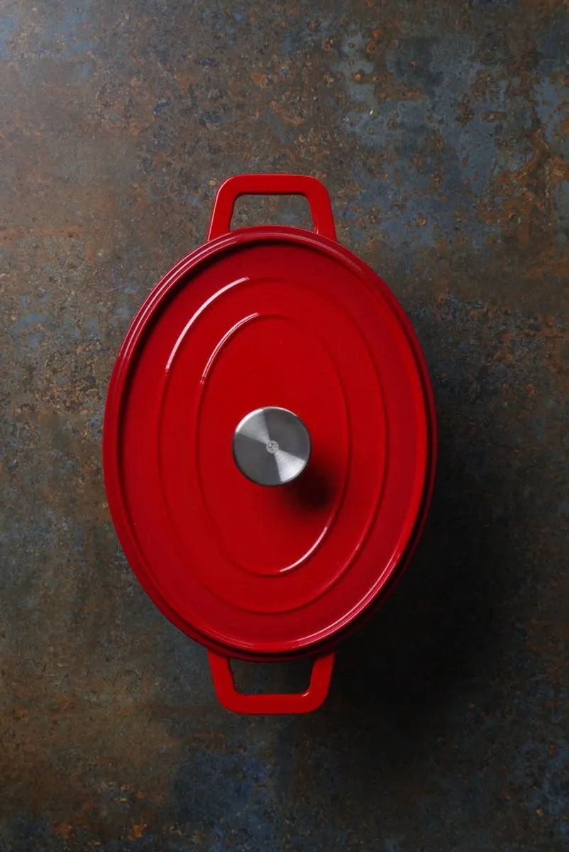 HENDI Geëmailleerde Gietijzeren Braadpan 4,4L - Rood