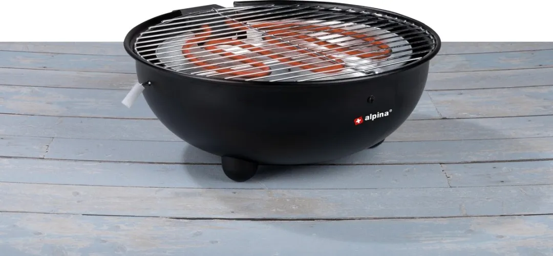 Alpina Elektrische BBQ 1250W - Ø30cm - 5 Burgers - Zwart