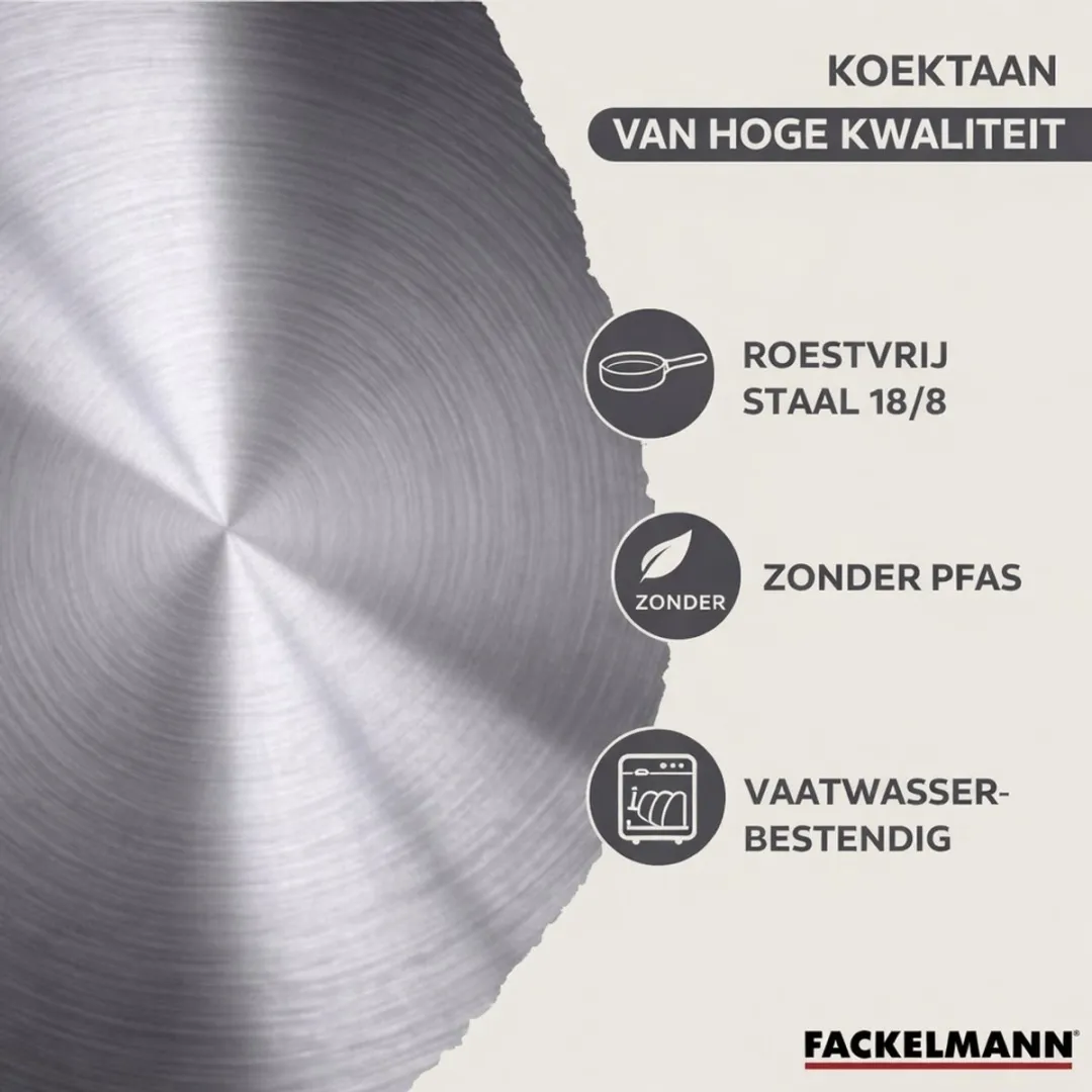 Fackelmann Geneva RVS Pannen Set 12/16/20cm & Koekenpan 28cm - Roestvrij staal/Zwart