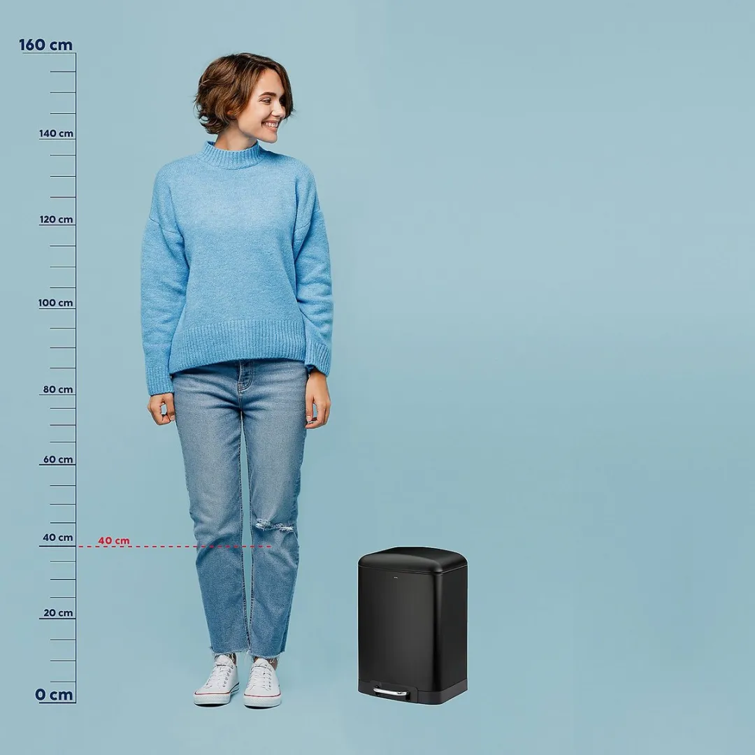 Afvalemmer, RVS, Zwart, 12 L - Kela | Davino