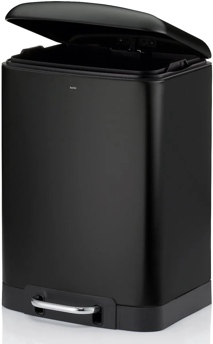 Afvalemmer, RVS, Zwart, 12 L - Kela | Davino