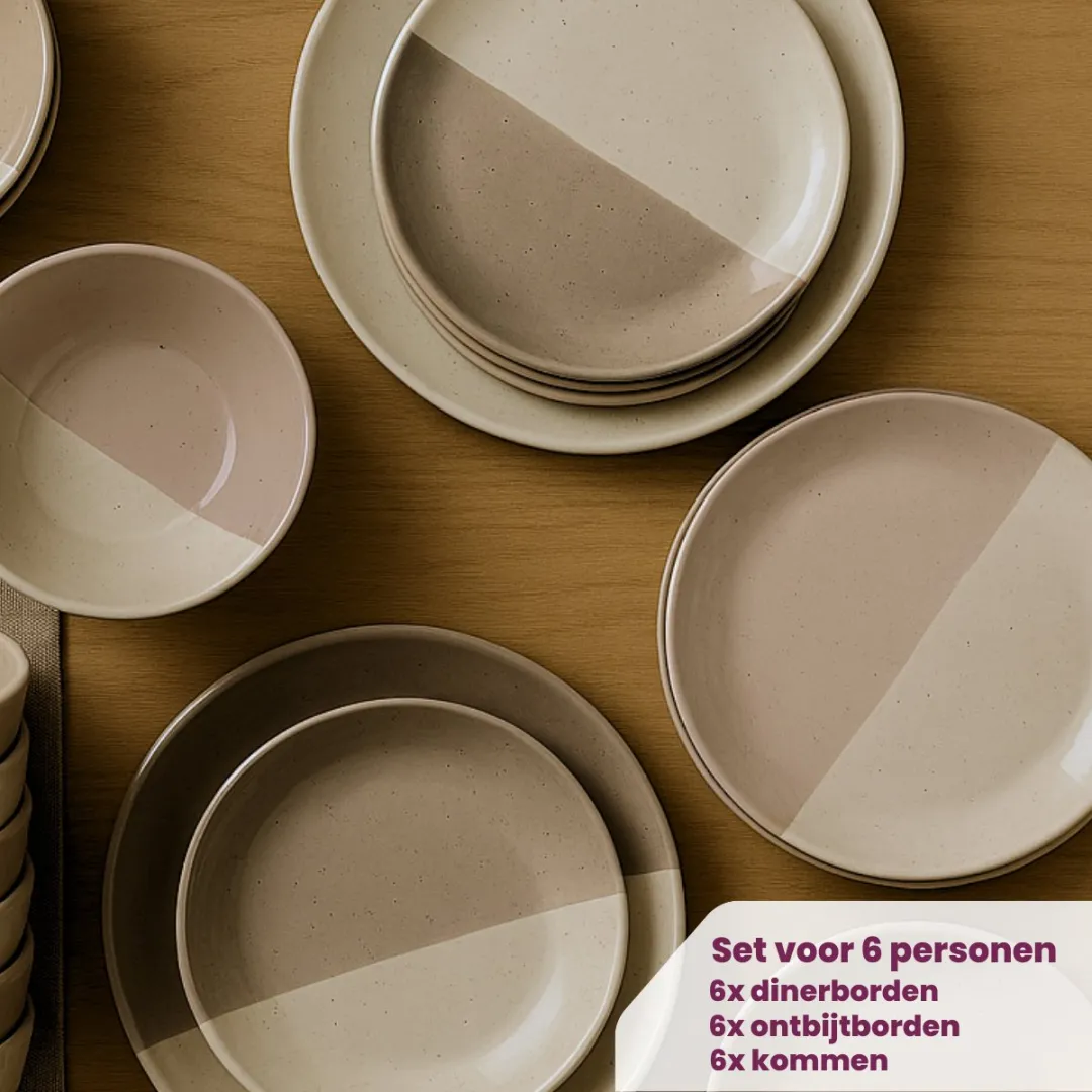 Cookinglife Serviesset Leem Bruin 18-delig - 6 Personen