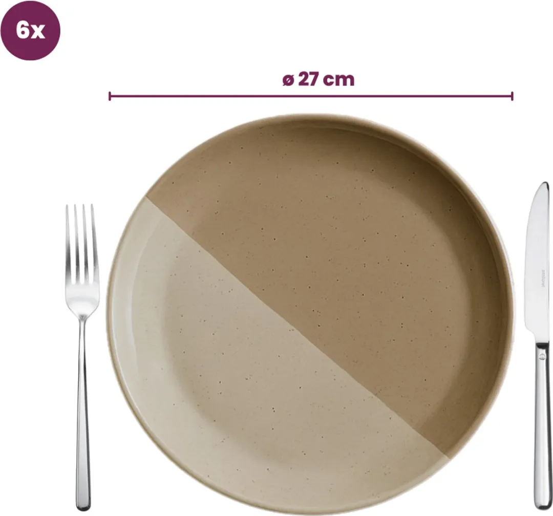 Cookinglife Serviesset Leem Bruin 18-delig - 6 Personen