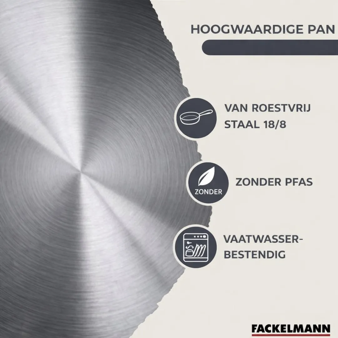 Fackelmann 9357850B88 Roestvrijstalen Pan Set - 4 Stuks 12-28cm