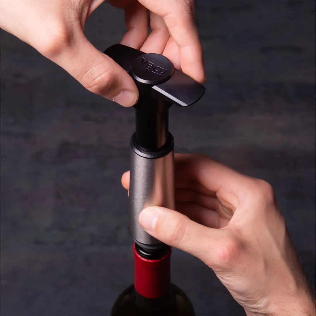 VacuVin Wine Saver RVS - 2 Doppen - Zilver