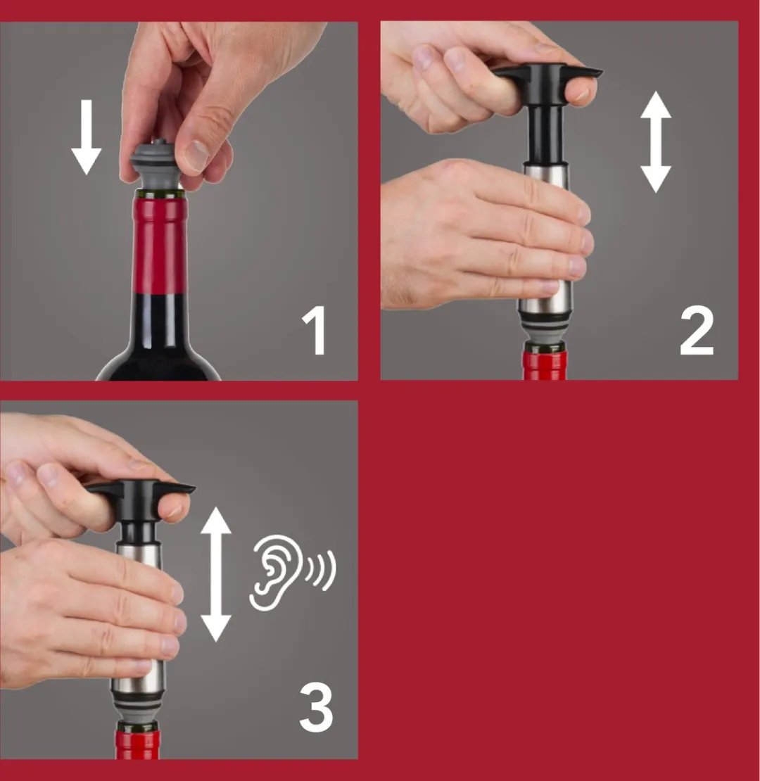VacuVin Wine Saver RVS - 2 Doppen - Zilver