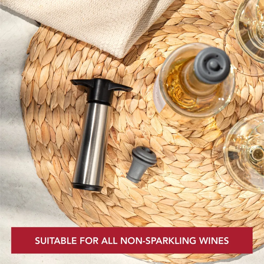 VacuVin Wine Saver RVS - 2 Doppen - Zilver