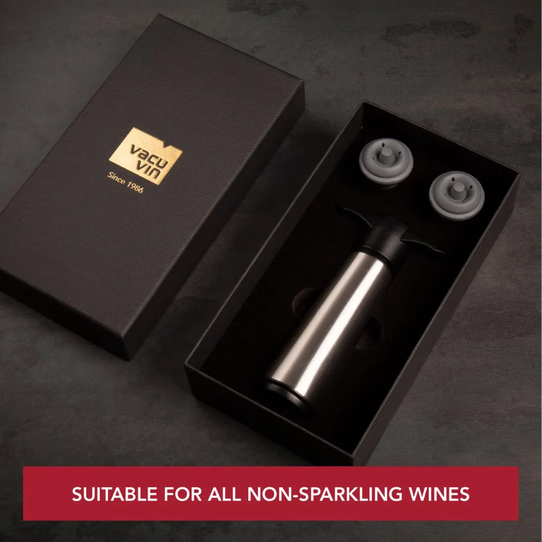 VacuVin Wine Saver RVS - 2 Doppen - Zilver