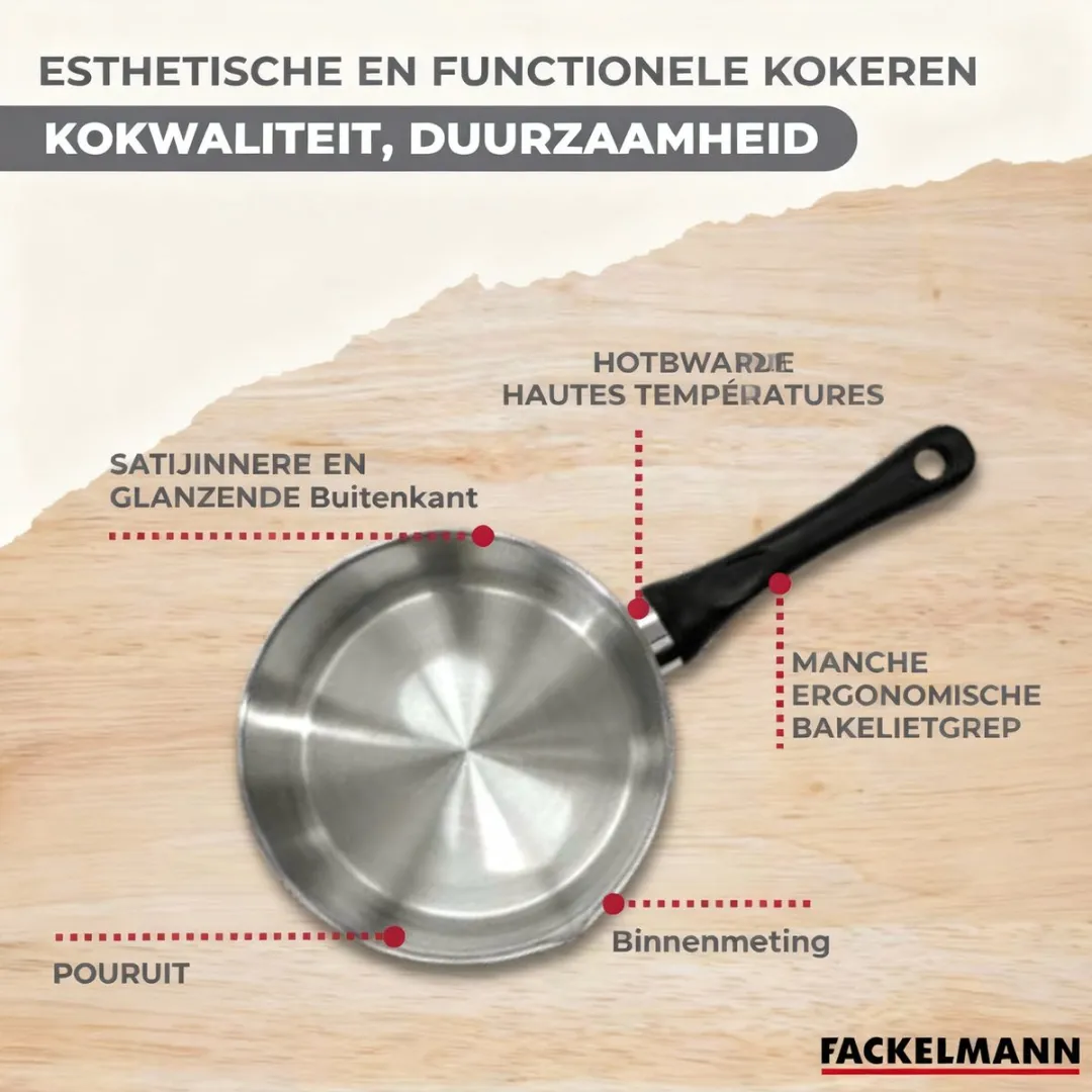 Fackelmann 9444050 Roestvrijstalen Pannen Set - 6 Stuks - Inductiegeschikt