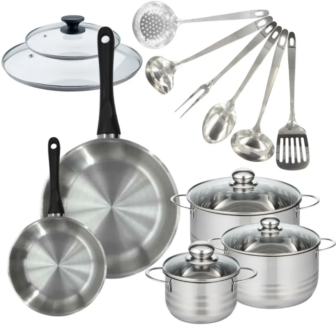 Fackelmann 9359150 Kookset - 2 Pannen & 3 Potten - 16-28cm - Roestvrij staal