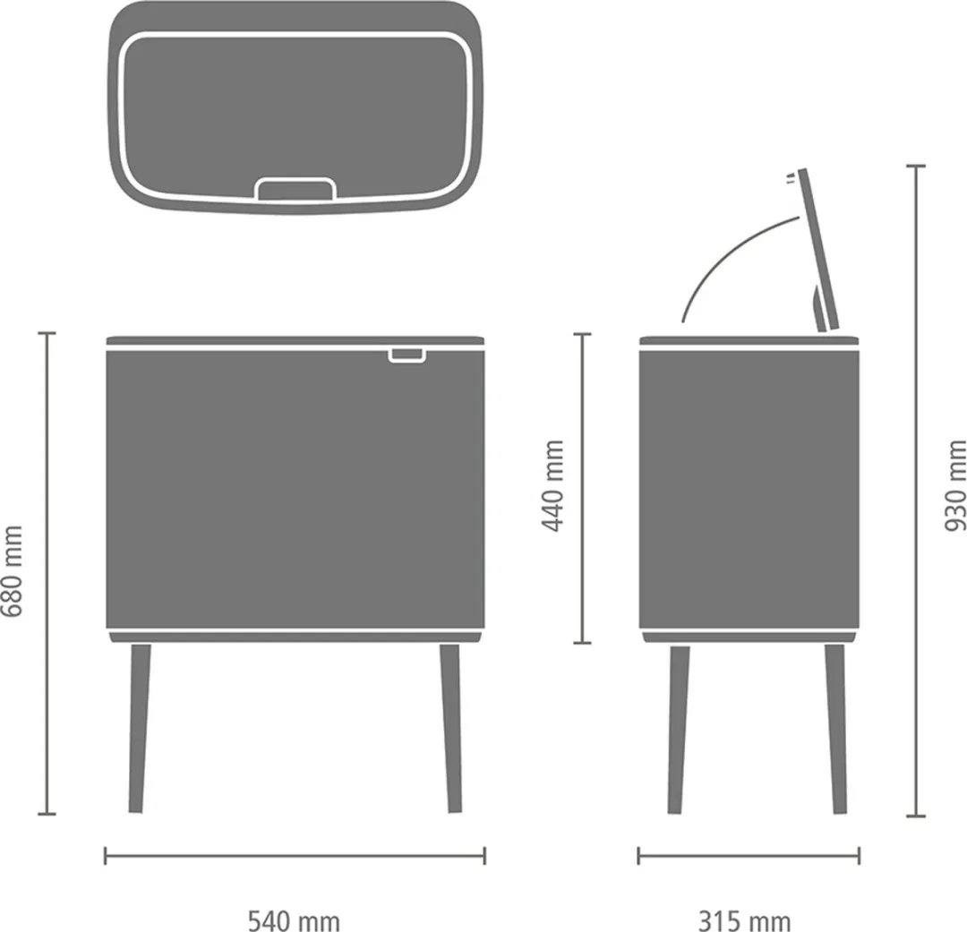 Brabantia Bo Touch Bin Prullenbak 3x11L - Confident Grey