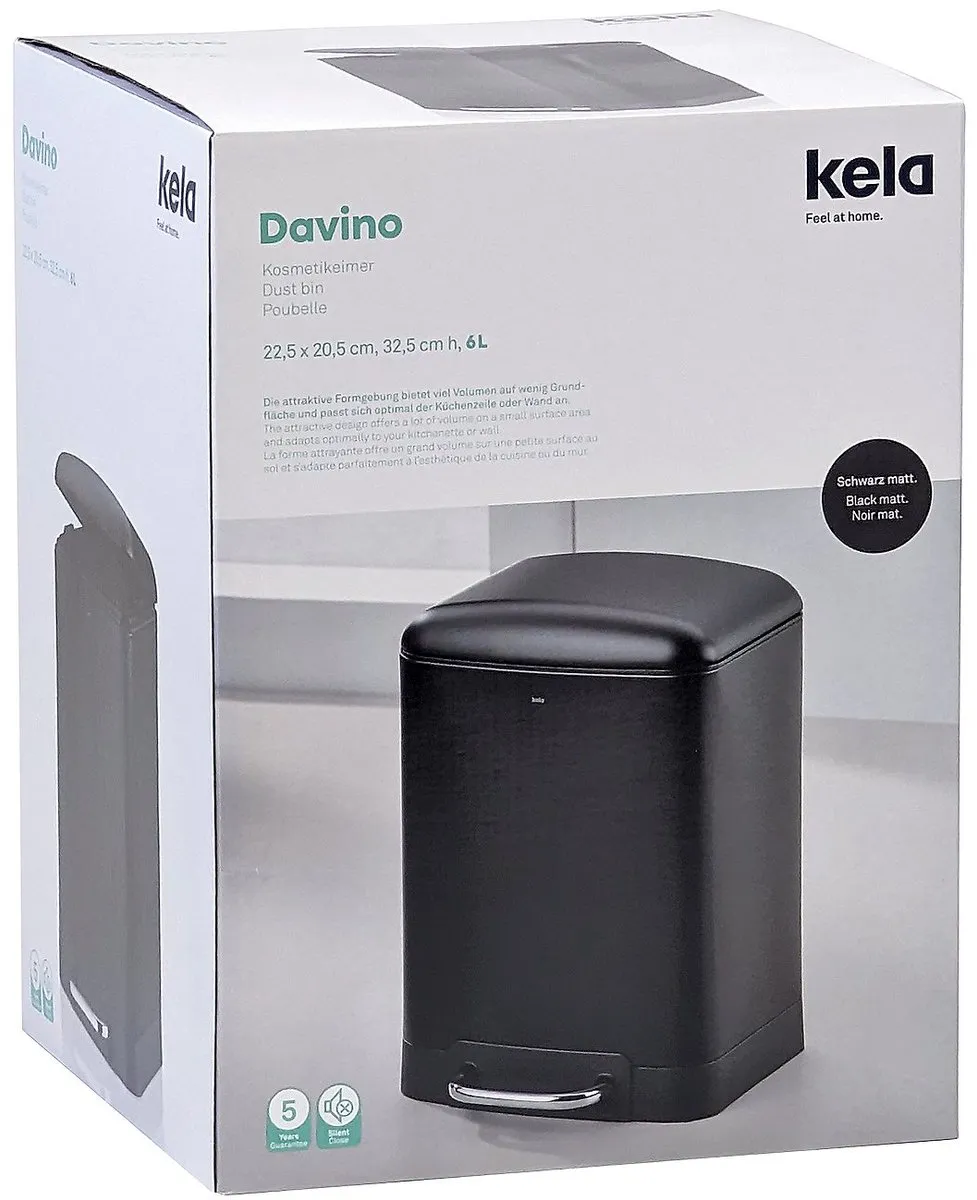 Kela Afvalemmer RVS 22975 - 6L Zwart