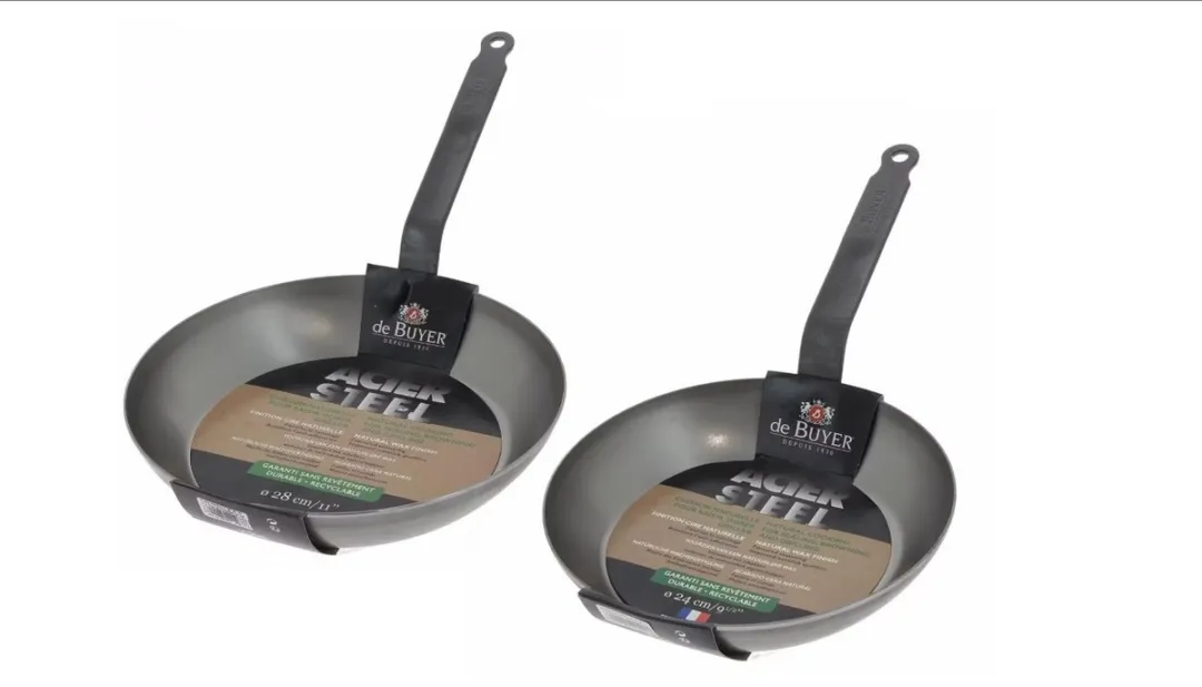 DeBuyer Plaatstalen Koekenpan Ø24cm - Grijs - 2 Stuks