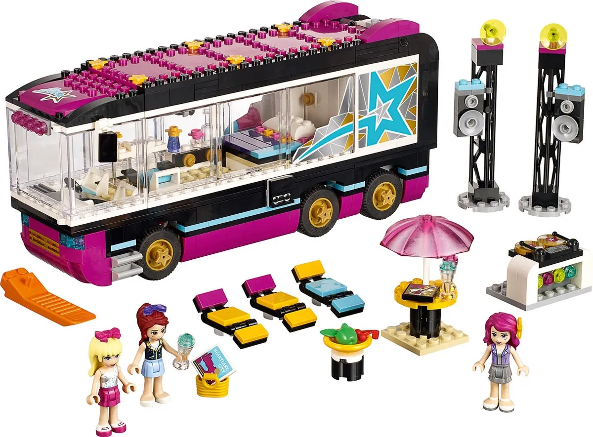 LEGO Friends Popster Toerbus 41106 - 682 Stukken - Paars