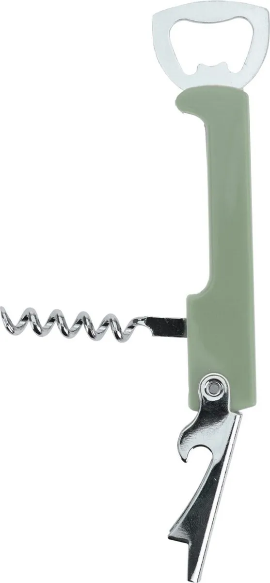 Excellent Houseware Flesopener/Kurkentrekker Kelnersmes - 2 Stuks - Olijfgroen