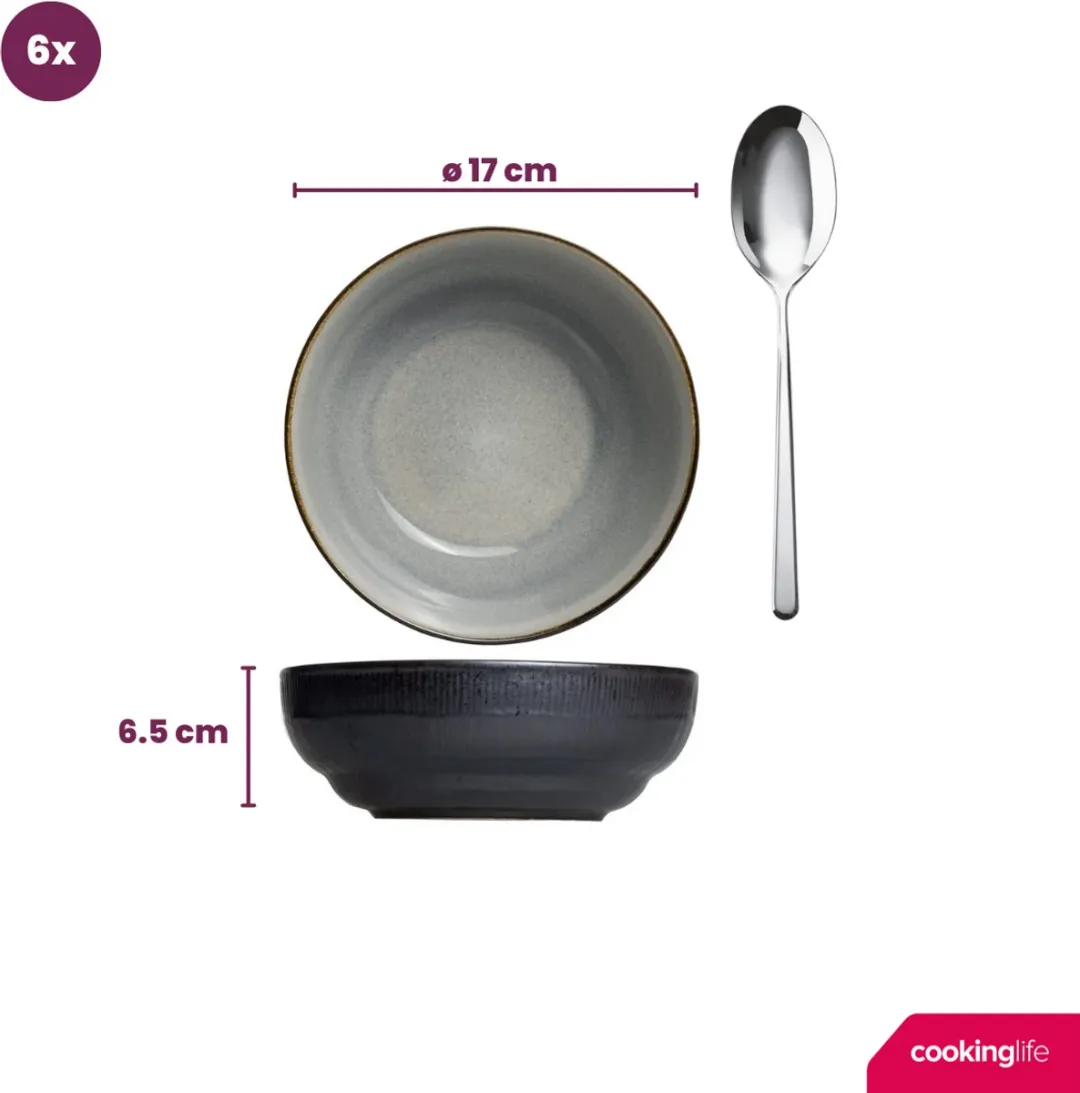 Cookinglife Nola Serviesset 18-delig - 6 Personen - Grijs