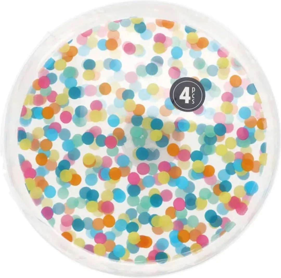 Excellent Houseware Confetti Bordenset 4-delig Ø22,5cm - Transparant - afbeelding 3 van 3