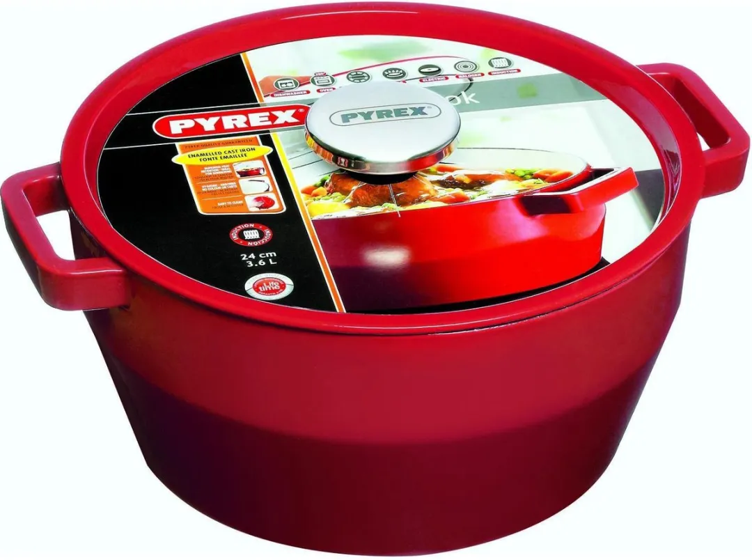 Pyrex Slowcook Braadpan 3.6L - 24cm - Kersenrood