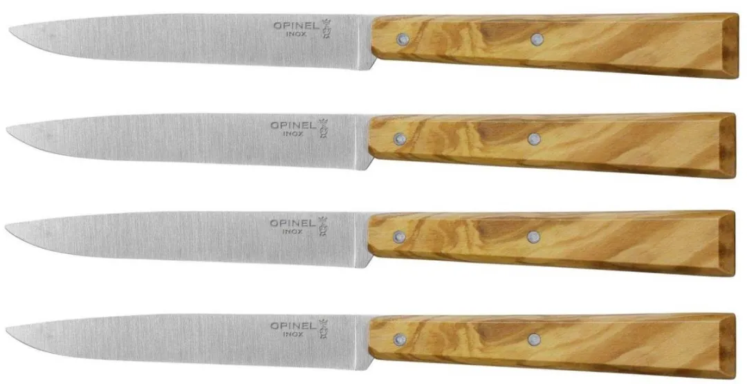 Opinel N°125 Bon Appétit Sud Tafelmessenset - 4-delig - Olijfhout - RVS - Bestek -Steakmes