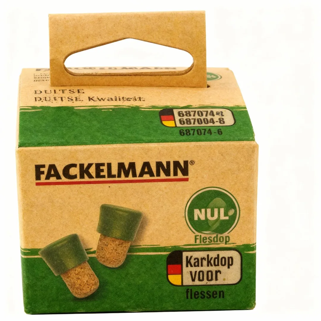 Fackelmann 687074 Kurkstoppen - 4 Stuks - Bioplastic - 2,5x4cm - Groen