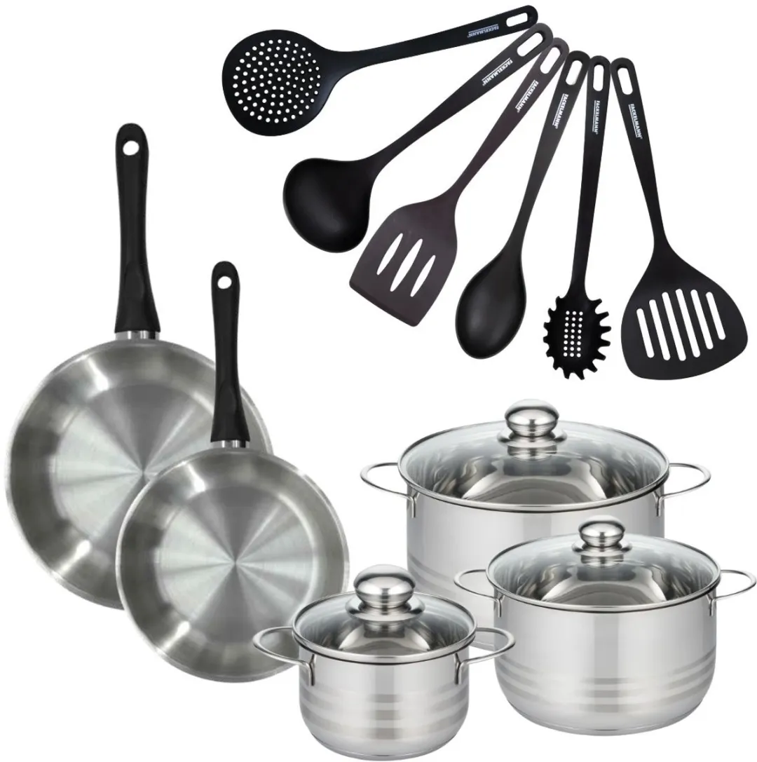 Fackelmann Elo Set Keukengerei 9355850B88 - 11-delig - Roestvrij staal/Zwart