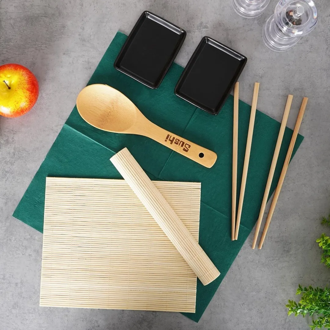 Excellent Houseware Sushi Serveer Set 7-delig - Zwart